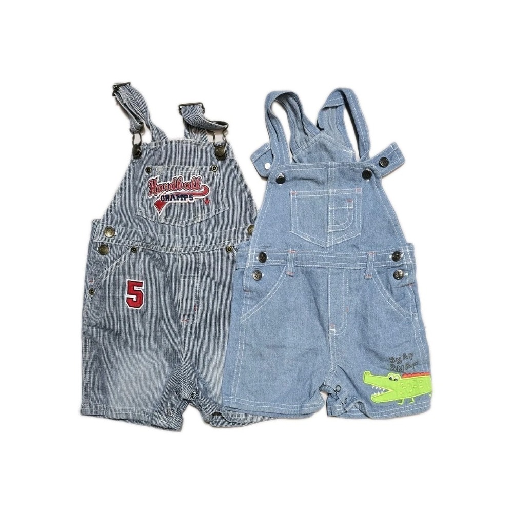 Hardball Champs Boys Romper  24 Months  Blue Striped Snap Lot Of 2